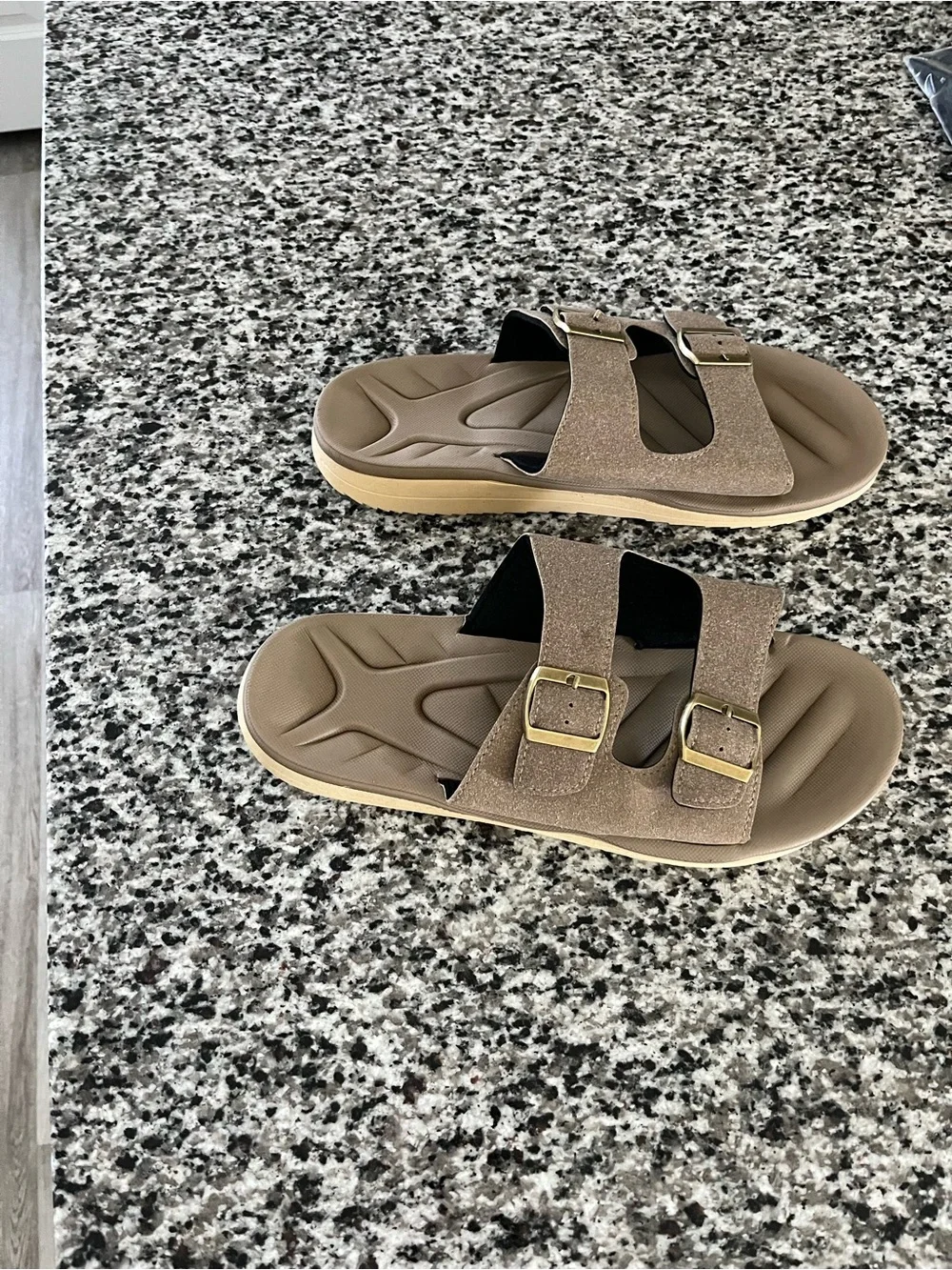 Men's Double-Buckle Slide Sandals - Taupe